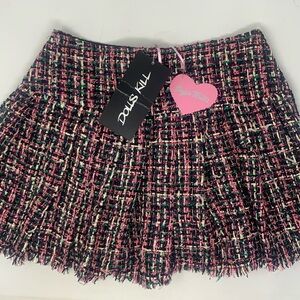 NEW Dolls kill sugar thrills academia pish posh tweed skirt small